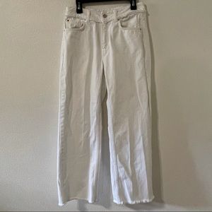 Denim Co. Wide Leg High Rise White Denim Crop Jeans Raw-4